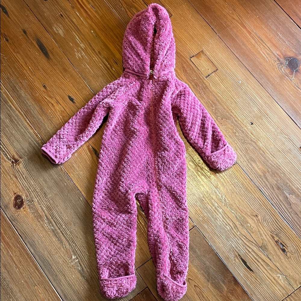 MINYMO 6-12M Baby Scandinavian Pink Red Infant Footed Onesie Fleece Bunting Suit